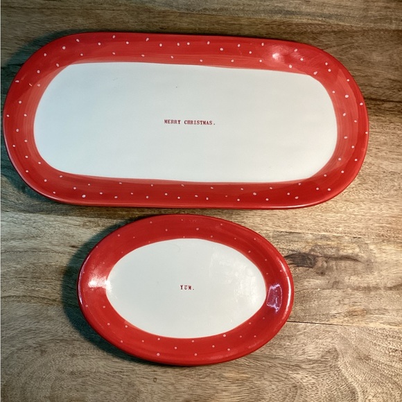 Rae Dunn Christmas Platter & Oval Plate NWOT - Picture 1 of 3